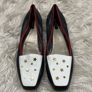 Array Salute Leather Red White And Blue Star Embellished Slip On Loafer Sz 10N